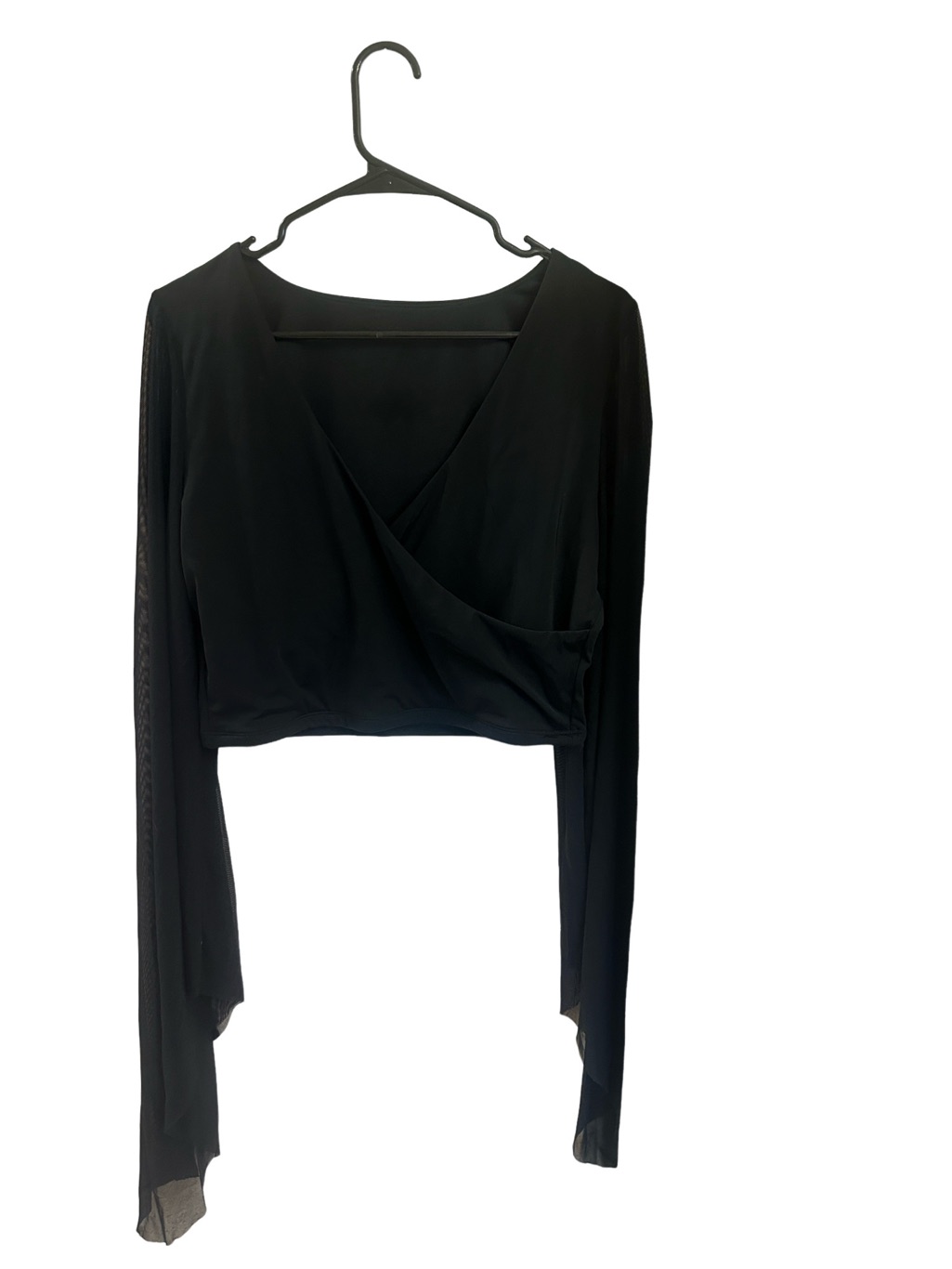 Blackmilk Midnight Drama Black Flare-Sleeve Wrap Crop Top - Nwot
